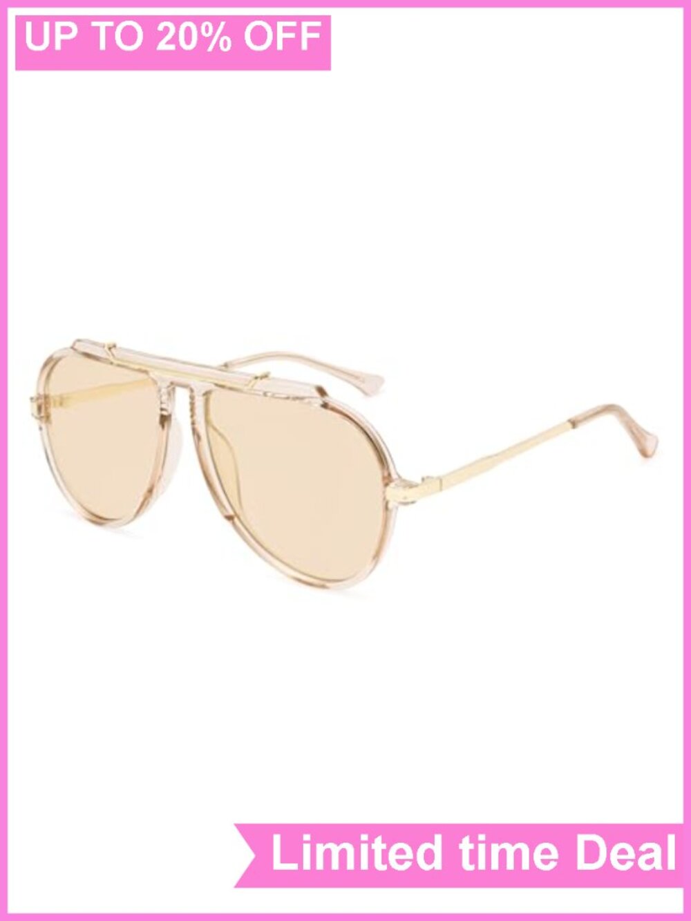 Retro Oversized 70s Aviator Sunglasses UV400 Plastic Frame